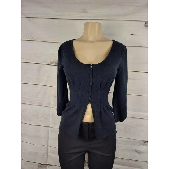 colourworks black cardigan button front ,size small 3/4 sleeve - Picture 1 of 10